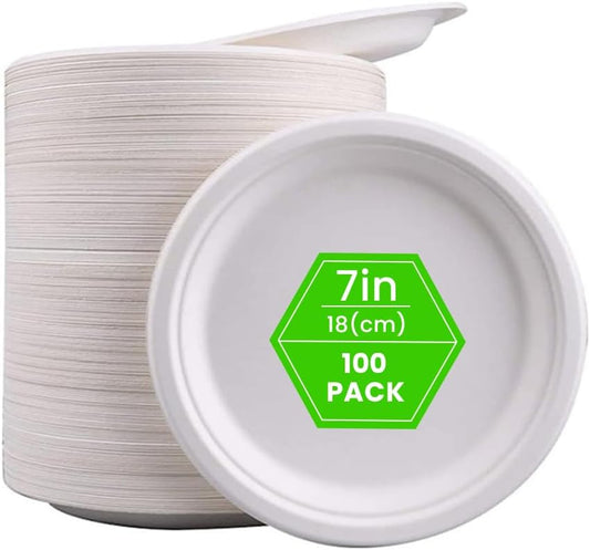 Biodegradable Disposable Bagasse Plates 7"