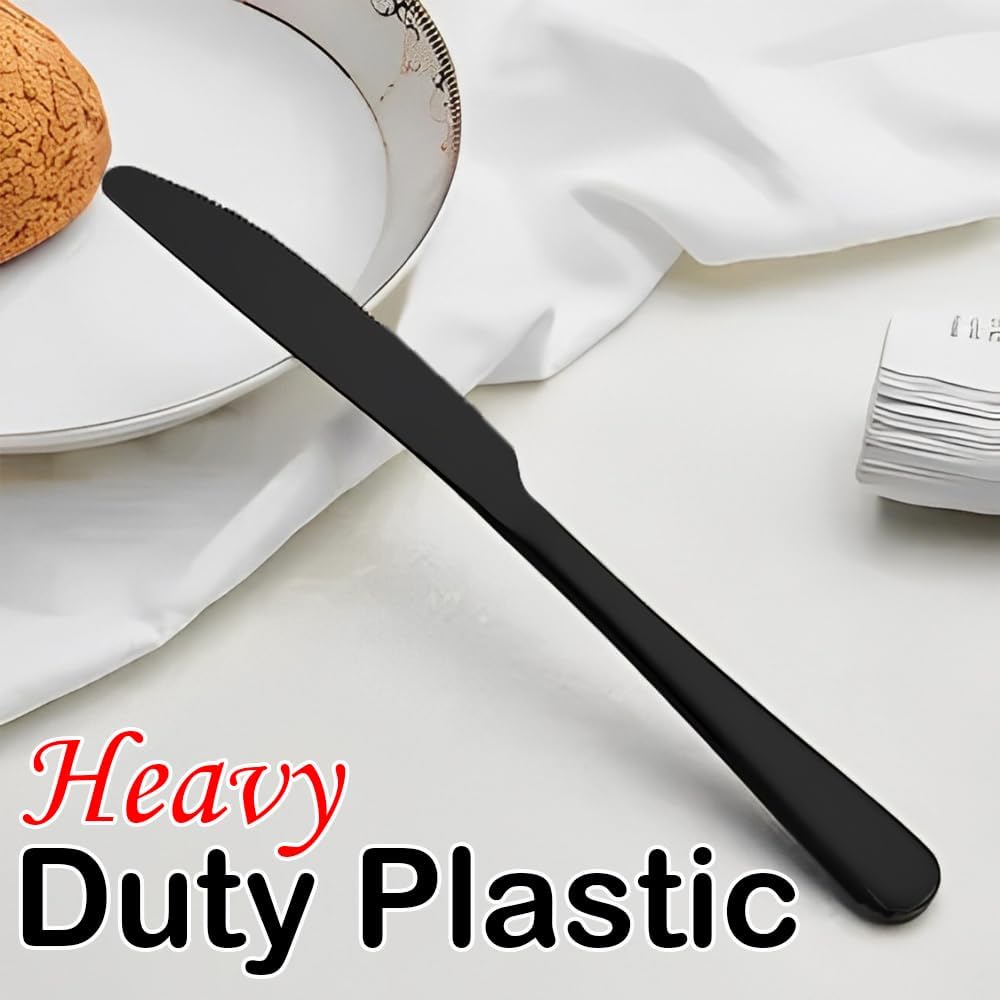 Reusable Black Plastic Knives