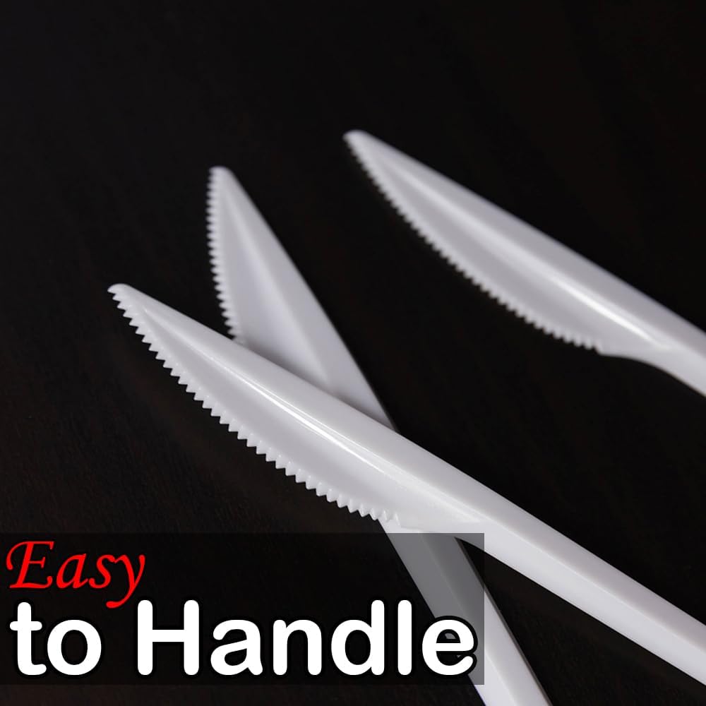 Plastic Cutlery Set Reusable White Knives