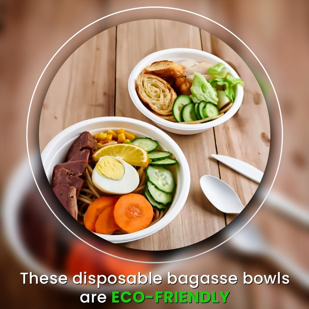 Biodegradable White Round 6oz (180ml) Bagasse Bowls