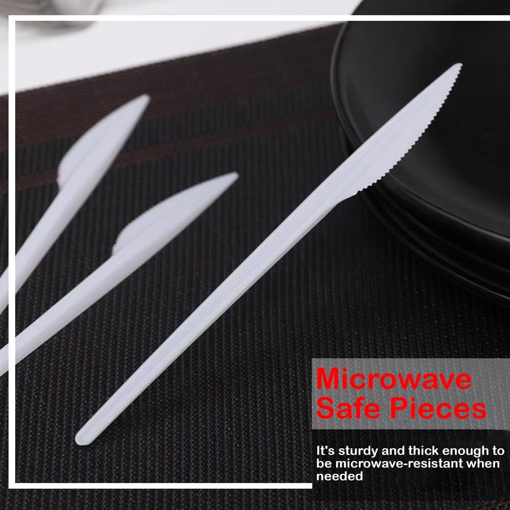 Plastic Cutlery Set Reusable White Knives