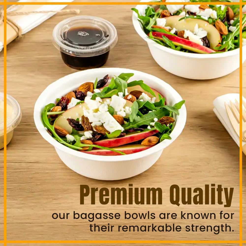 Biodegradable White Round 6oz (180ml) Bagasse Bowls