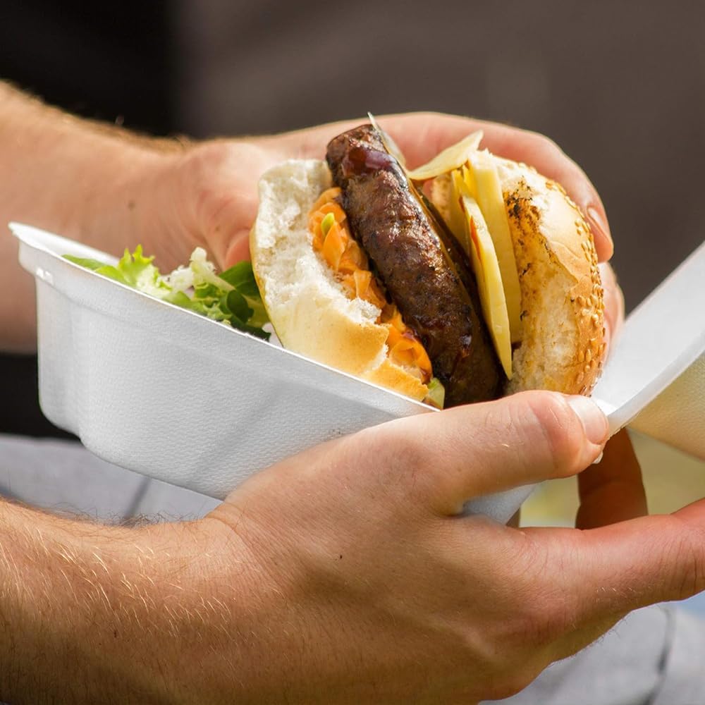 Biodegradable Disposable Bagasse Burger Box 6 x 6 Inch