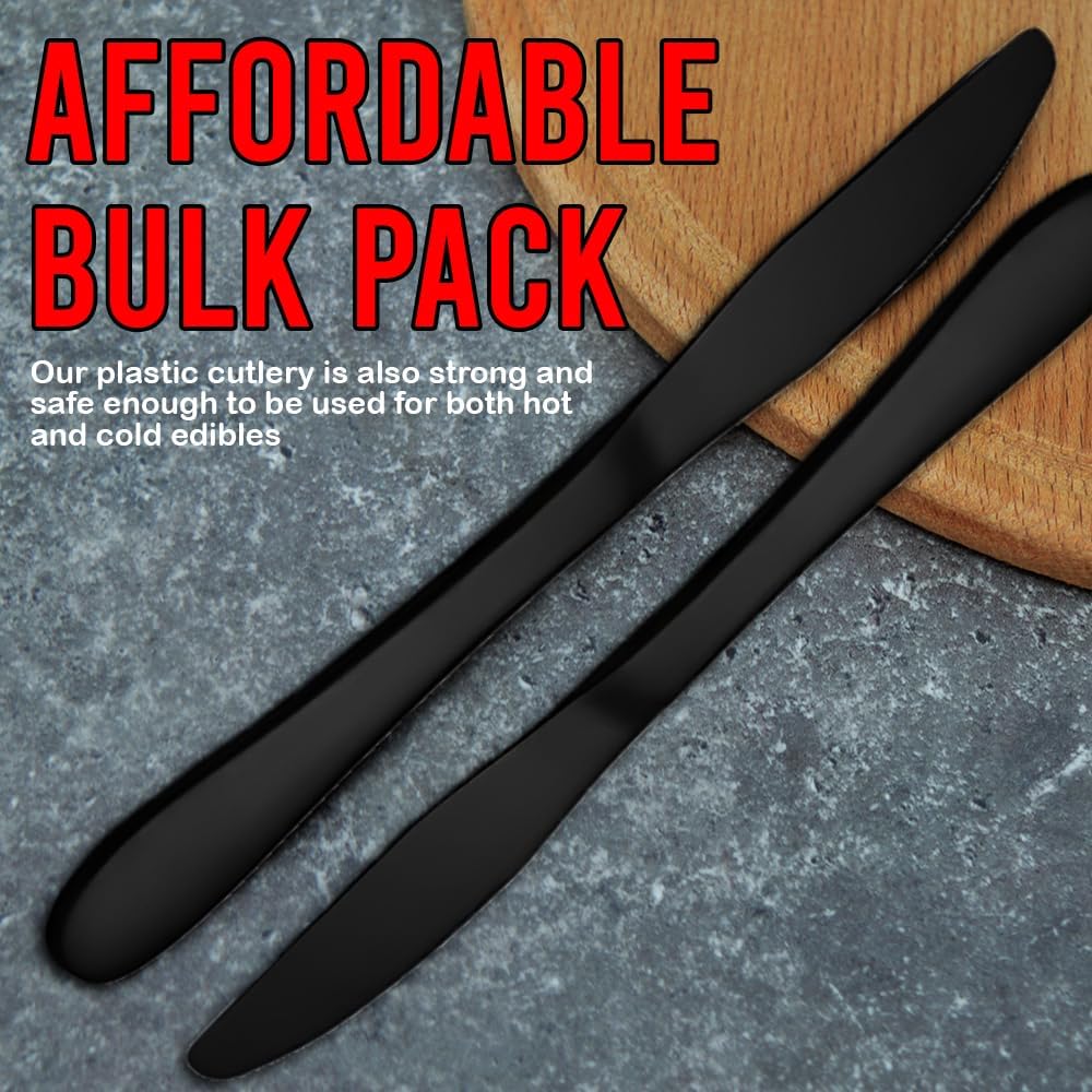 Reusable Black Plastic Knives